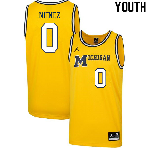 Youth #0 Adrien Nunez Michigan Wolverines College Basketball Jerseys Sale-Retro